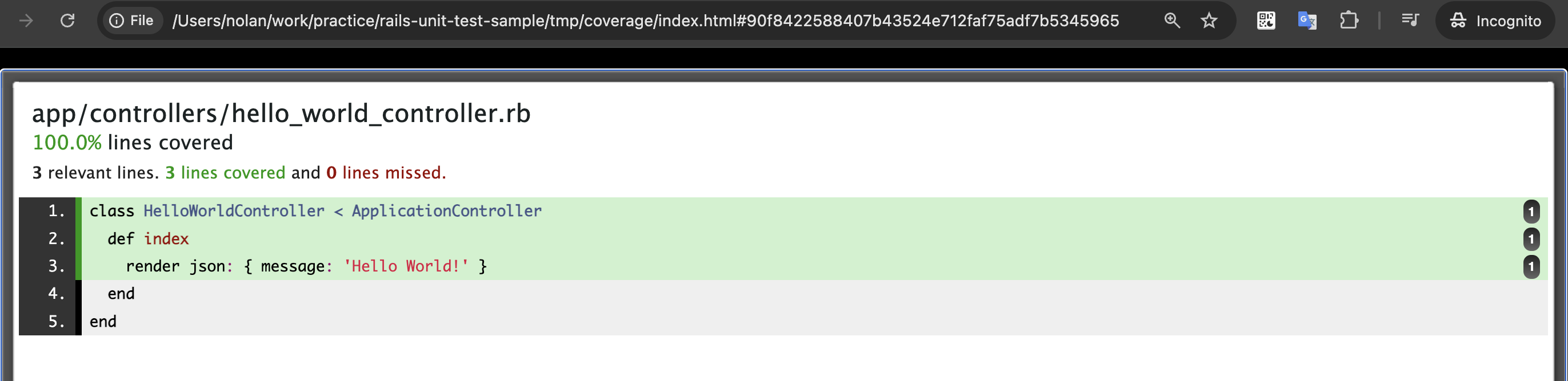 Coverage result